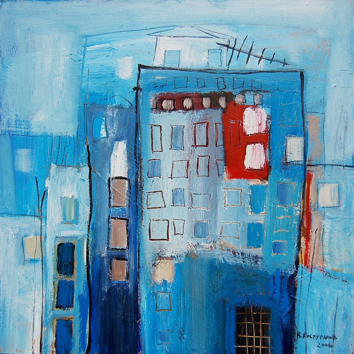 Disappearing houses 2 Painting