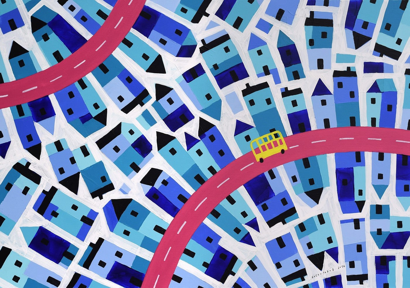 City at midnight Painting