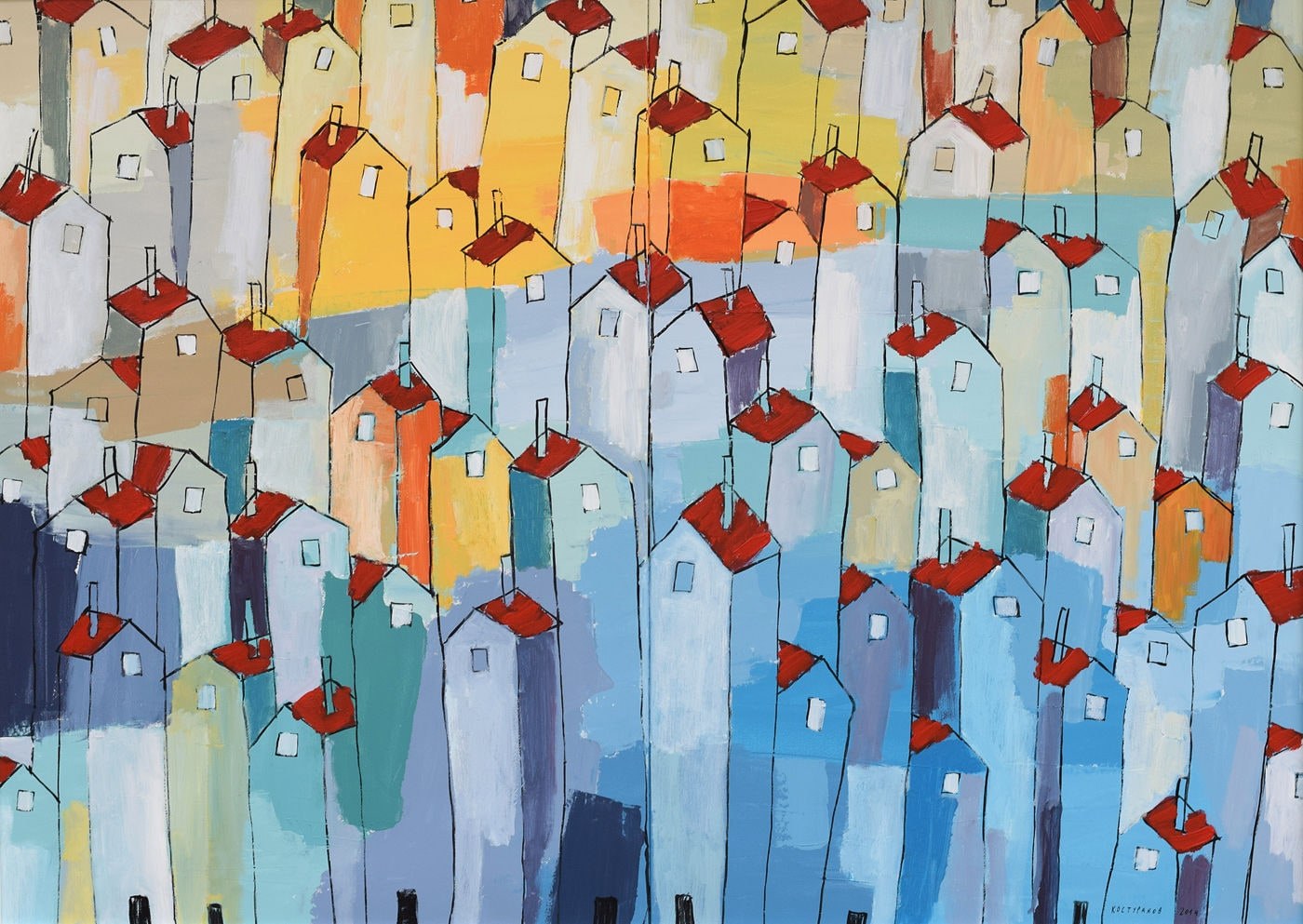 Flock of houses Painting
