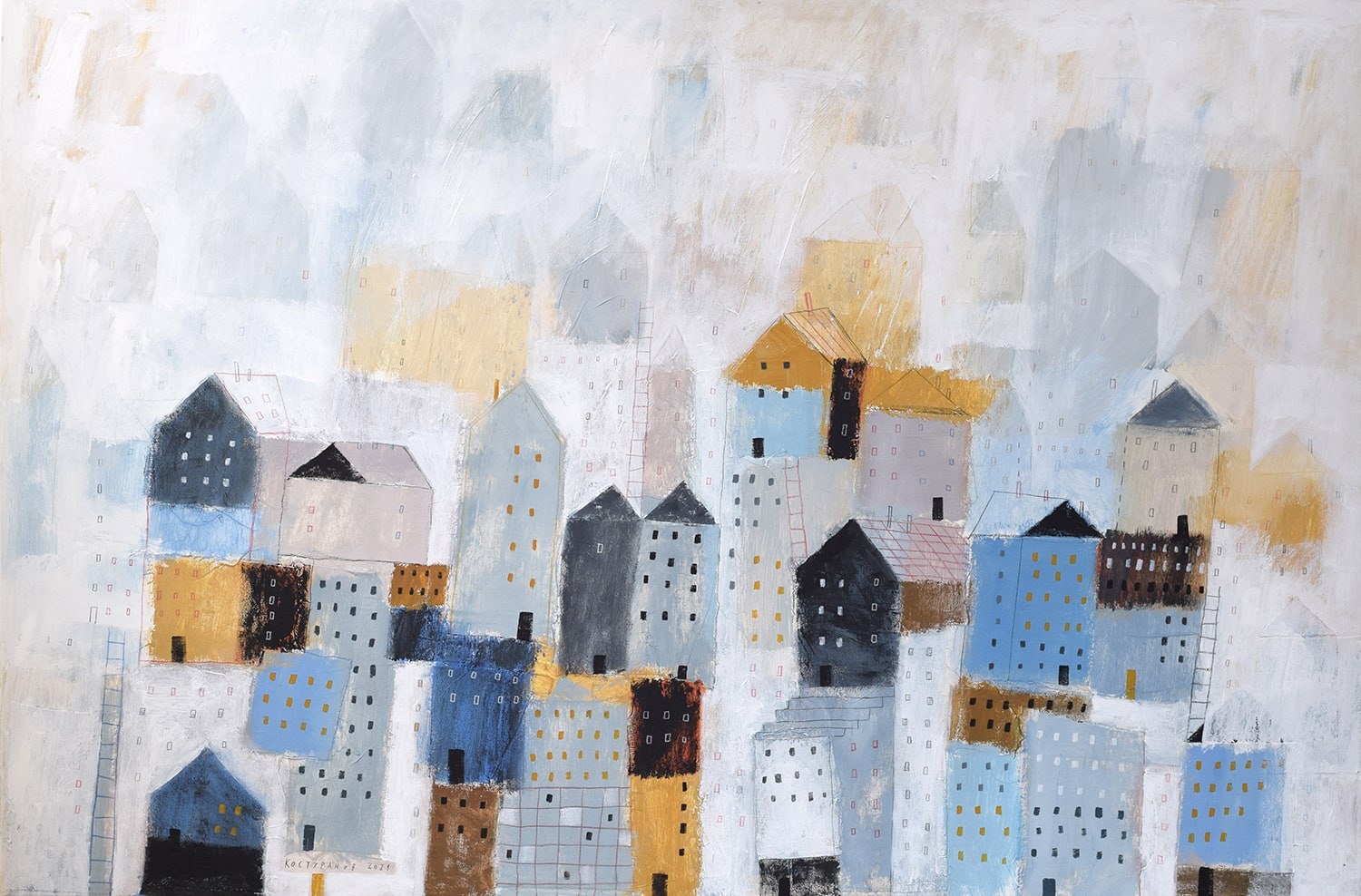 Distant homes Painting