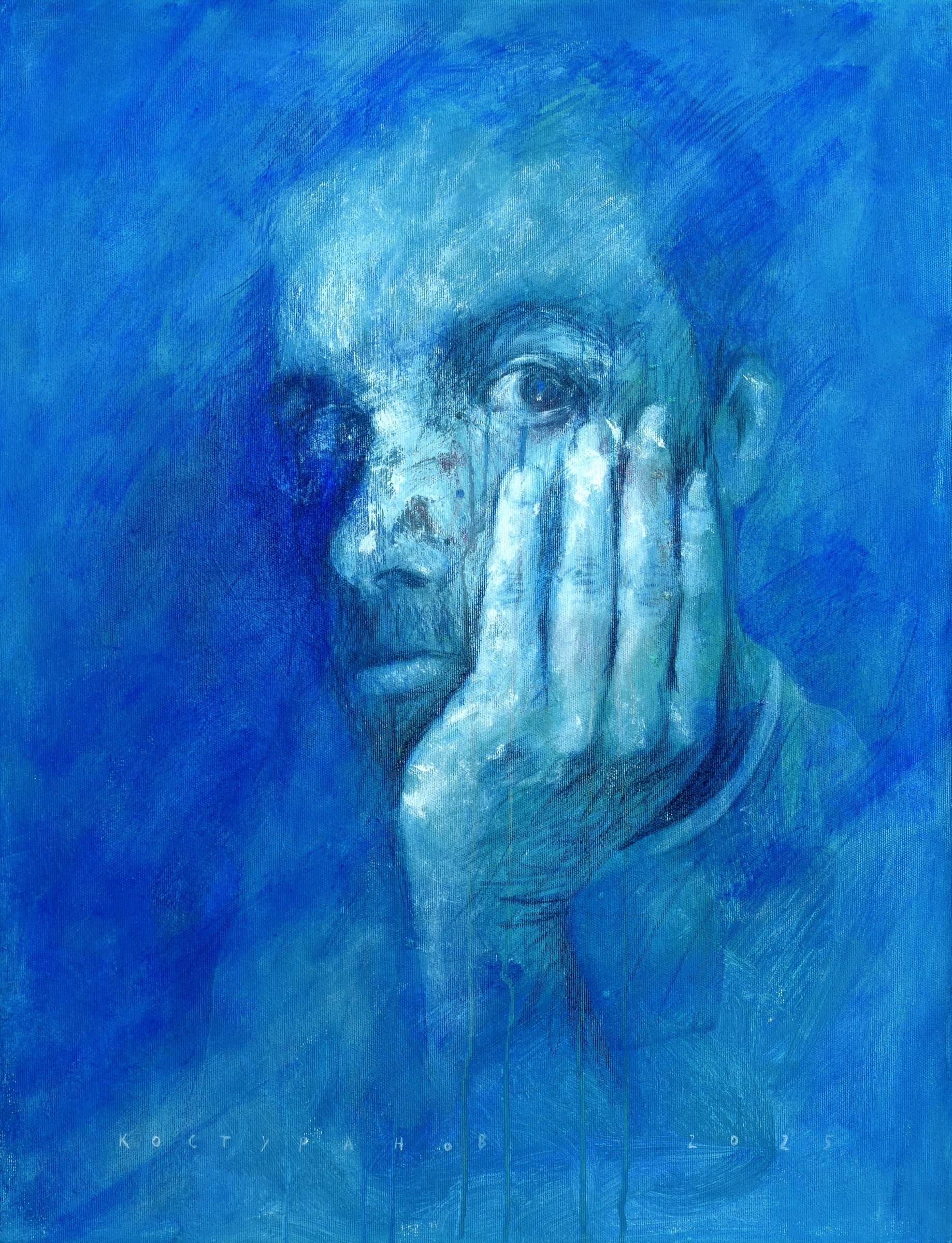 Portrait in blue Painting