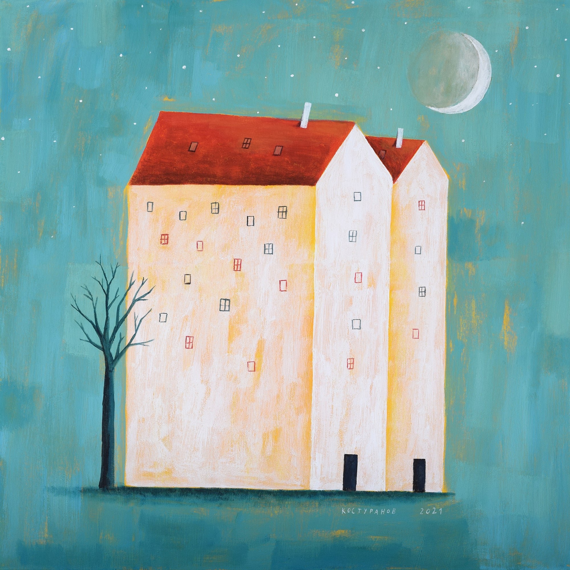Turquoise night Painting