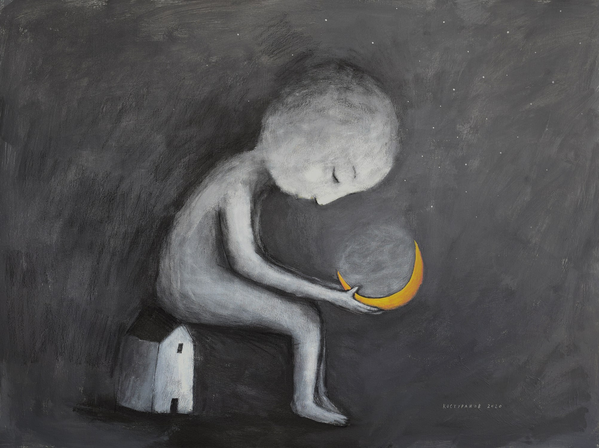 Man and the Moon Painting