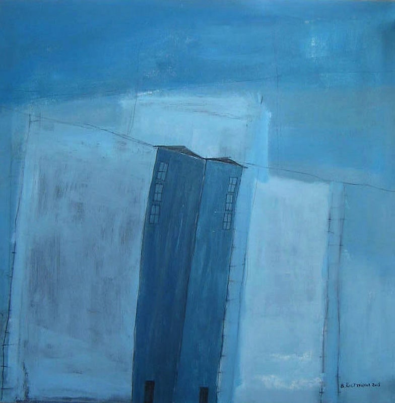 Houses in blue Painting