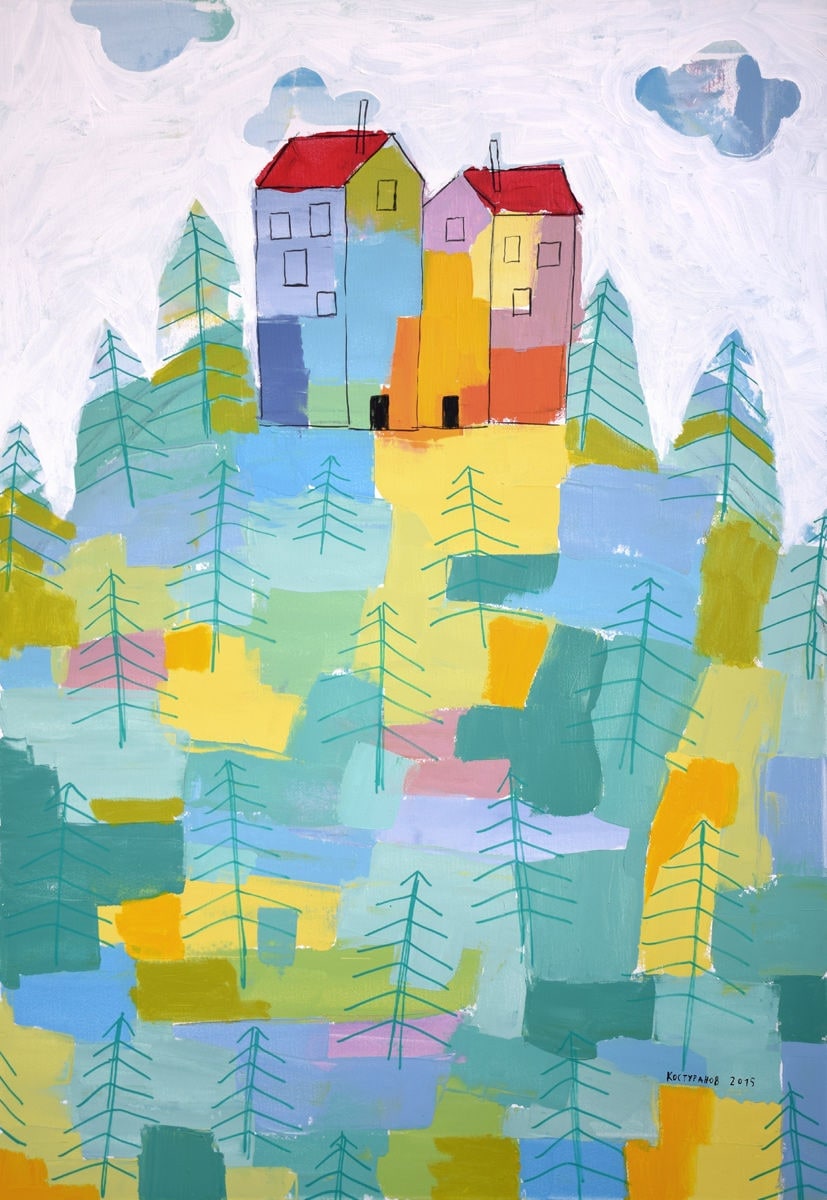 Love, trees and clouds Painting