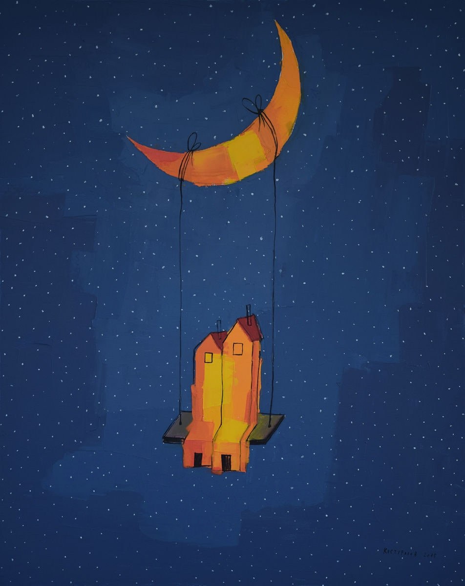 Me, you, the moon, and the stars Painting